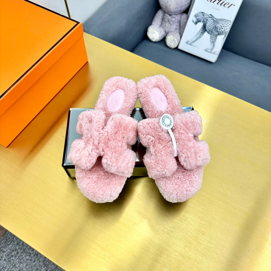 0RAN SHEARLING SANDALS BABY PINK - 图片 2
