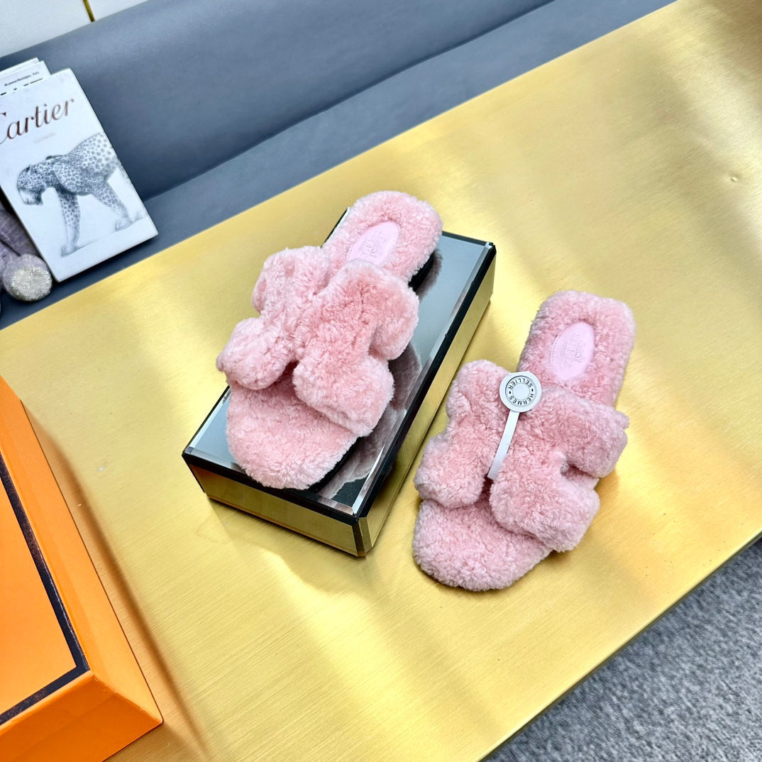 0RAN SHEARLING SANDALS BABY PINK - 图片 4