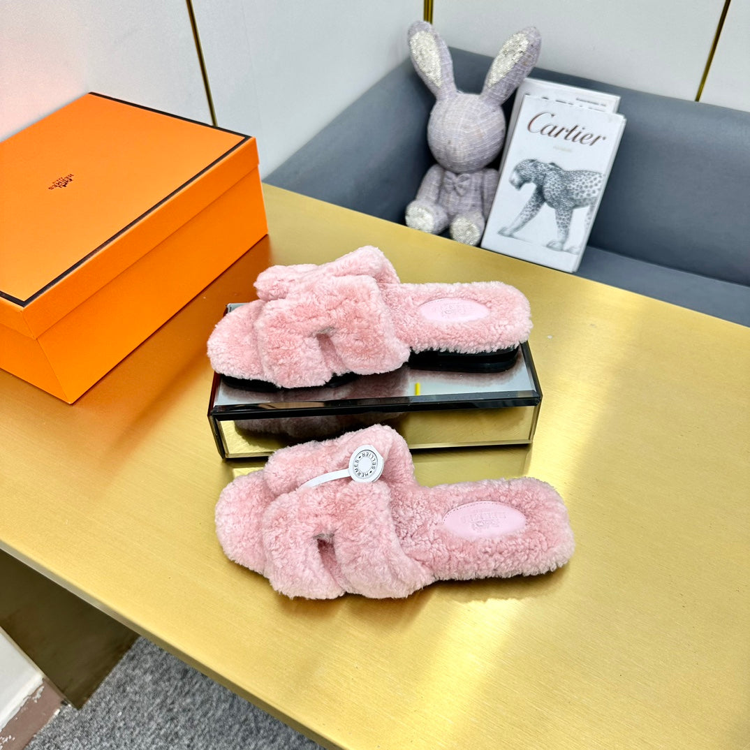 0RAN SHEARLING SANDALS BABY PINK - 图片 5