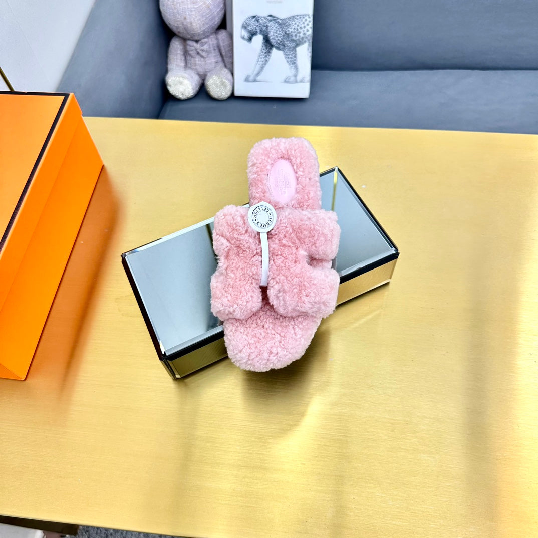 0RAN SHEARLING SANDALS BABY PINK - 图片 6