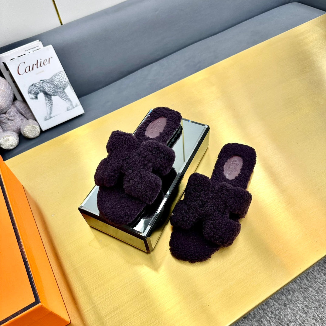 0RAN SHEARLING SANDALS EGGPLANT PURPLE - 图片 4