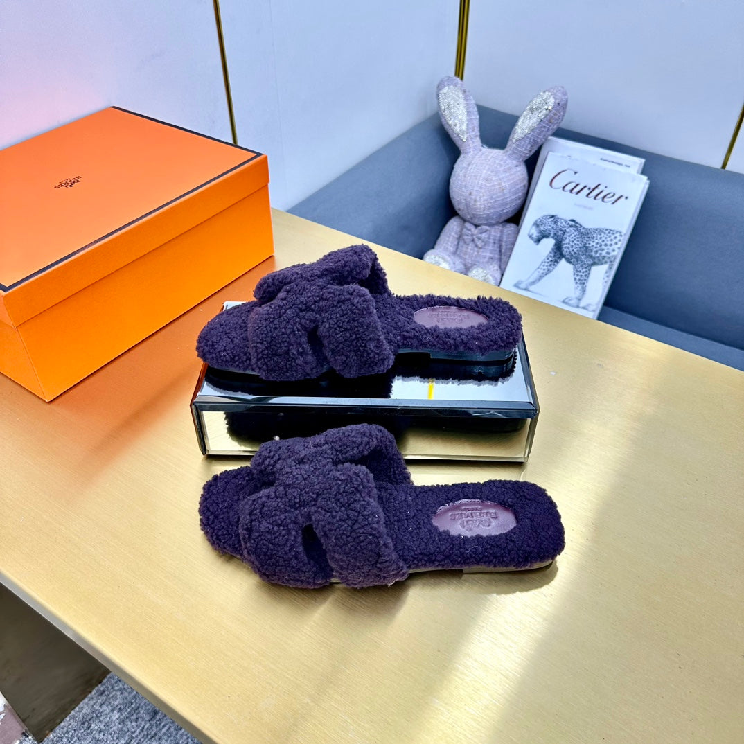 0RAN SHEARLING SANDALS EGGPLANT PURPLE - 图片 7