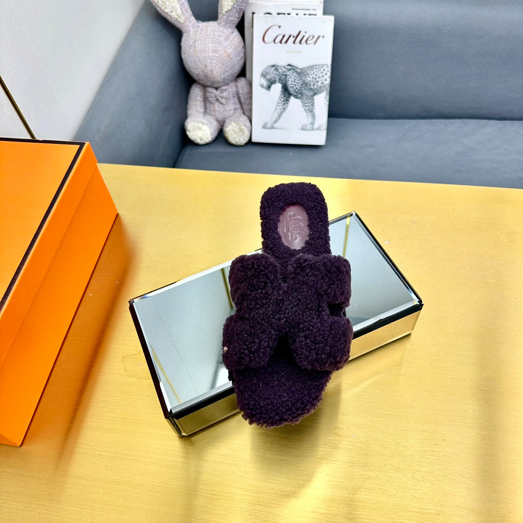 0RAN SHEARLING SANDALS EGGPLANT PURPLE - 图片 6