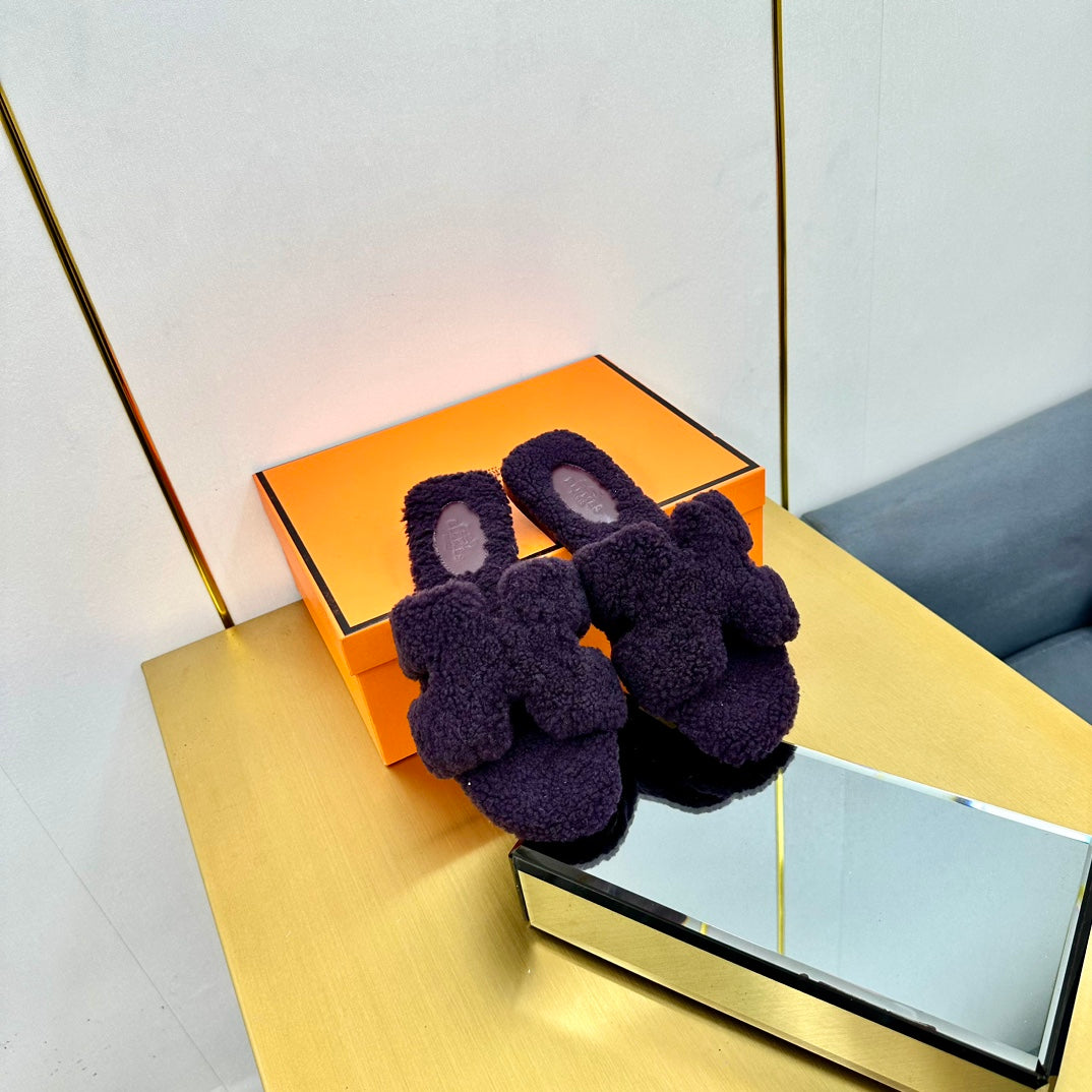 0RAN SHEARLING SANDALS EGGPLANT PURPLE - 图片 3