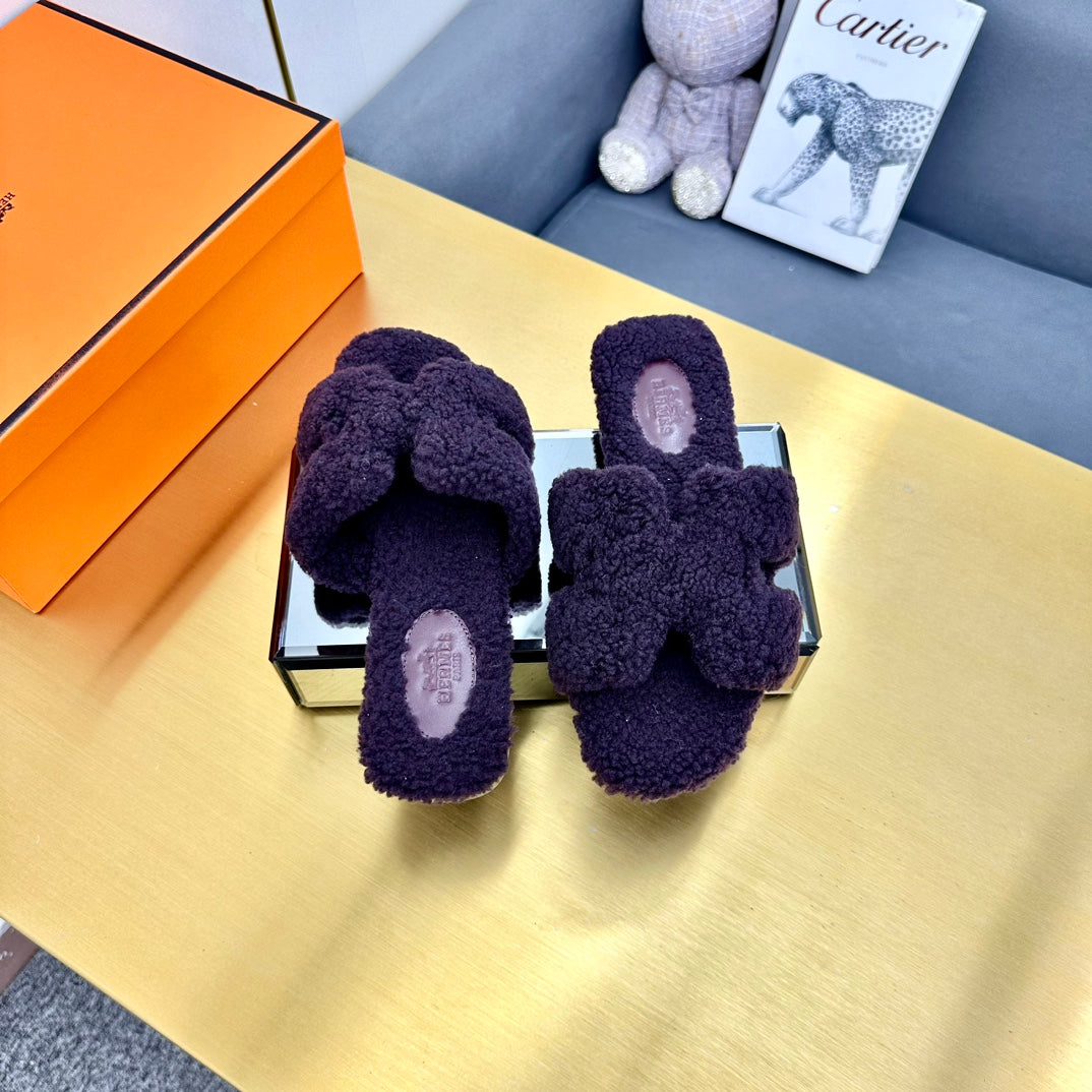0RAN SHEARLING SANDALS EGGPLANT PURPLE - 图片 5