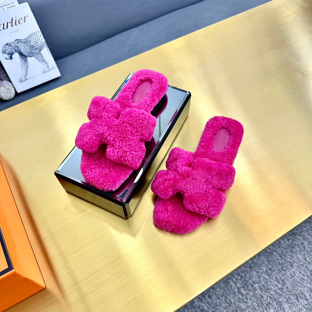 0RAN SHEARLING SANDALS BRIGHT PINK - 图片 3