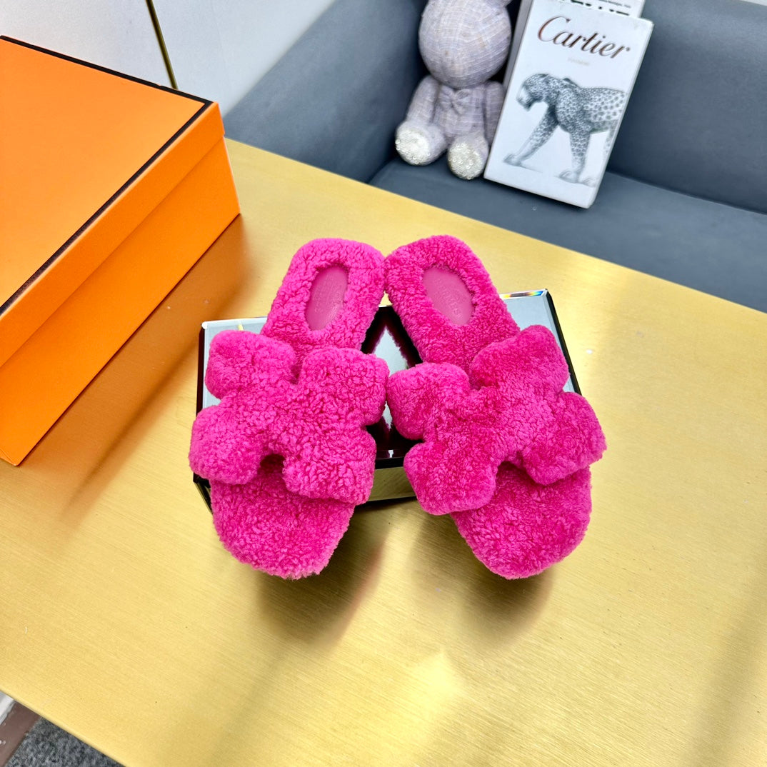 0RAN SHEARLING SANDALS BRIGHT PINK - 图片 2