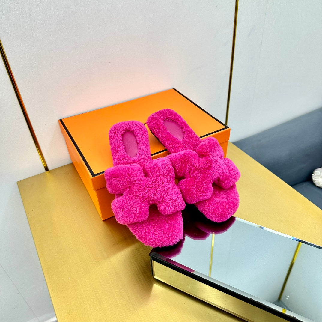 0RAN SHEARLING SANDALS BRIGHT PINK - 图片 5
