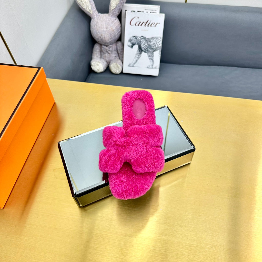 0RAN SHEARLING SANDALS BRIGHT PINK - 图片 4