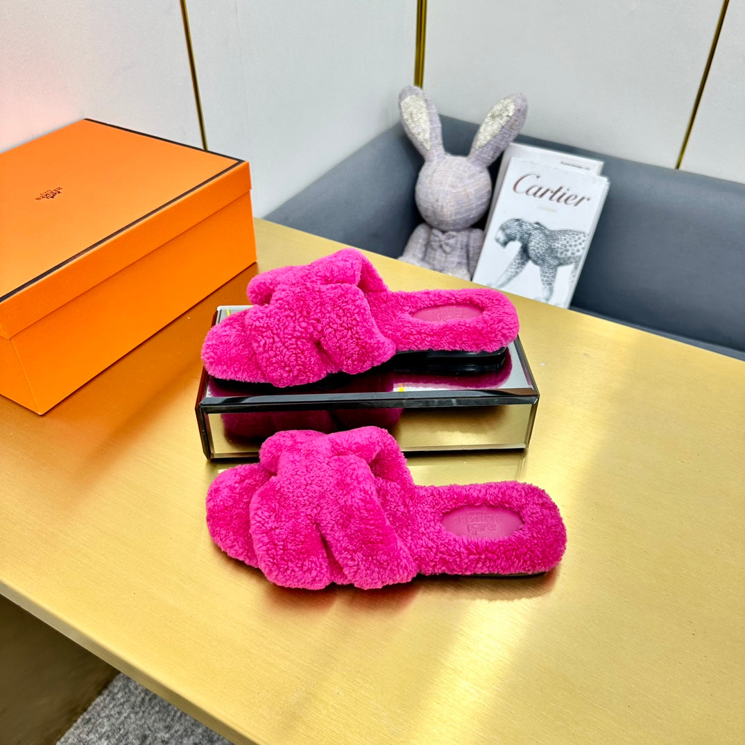 0RAN SHEARLING SANDALS BRIGHT PINK - 图片 7