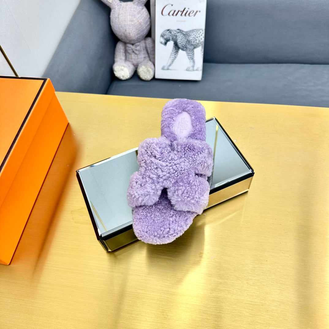 0RAN SHEARLING SANDALS PERIWINKLE PURPLE - 图片 6