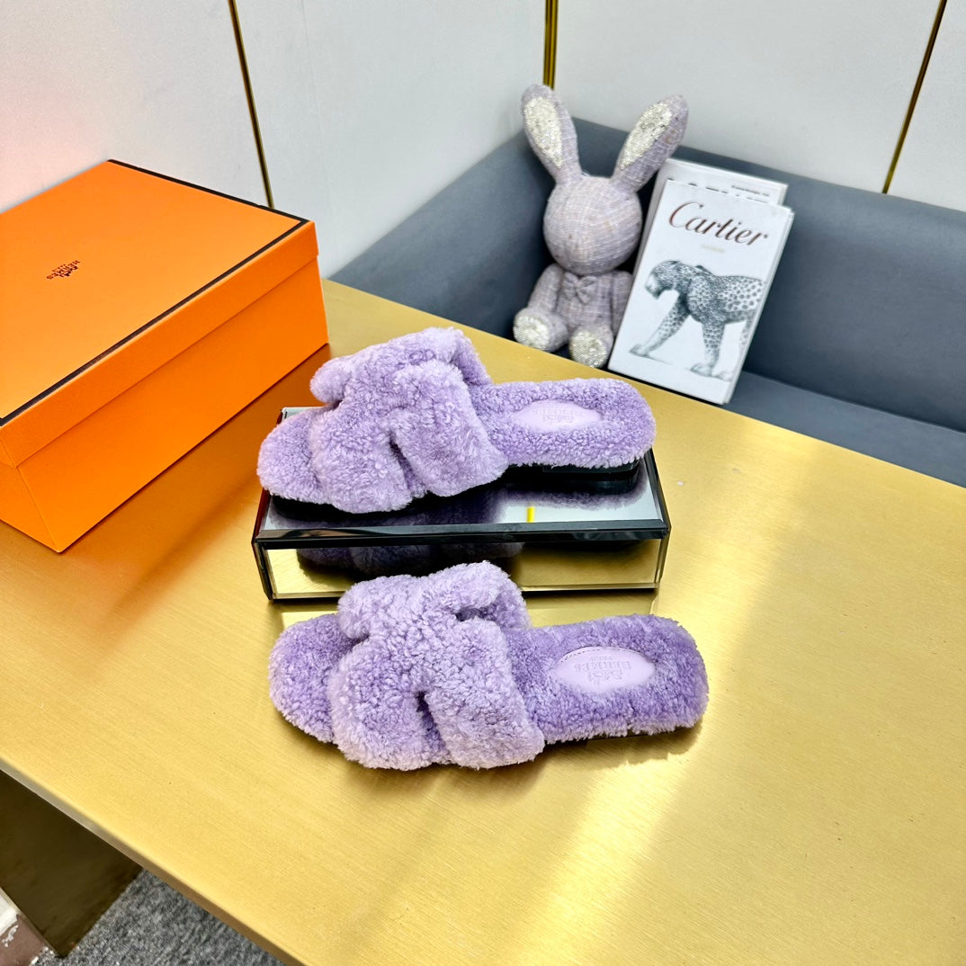 0RAN SHEARLING SANDALS PERIWINKLE PURPLE - 图片 4
