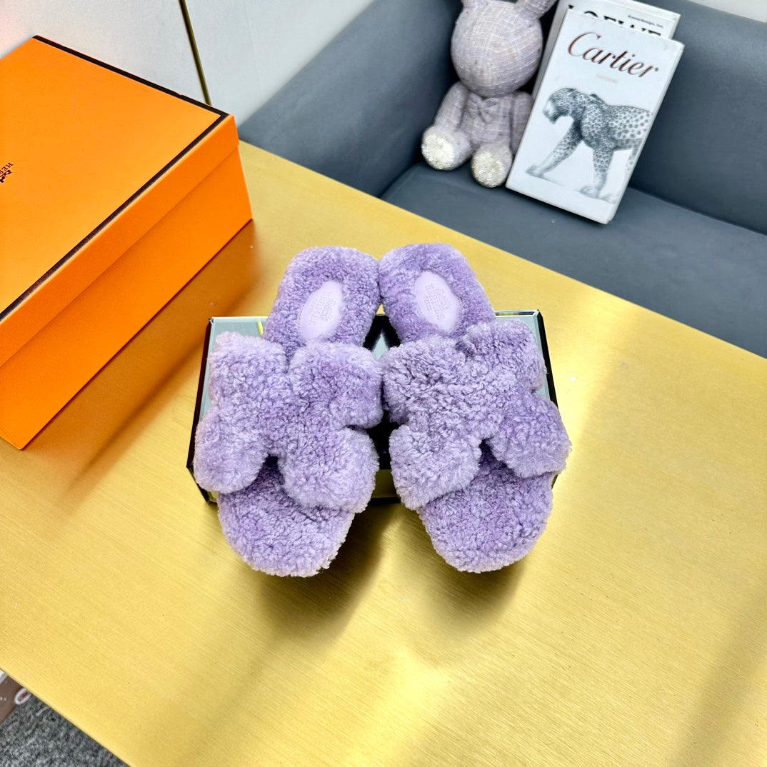 0RAN SHEARLING SANDALS PERIWINKLE PURPLE - 图片 3