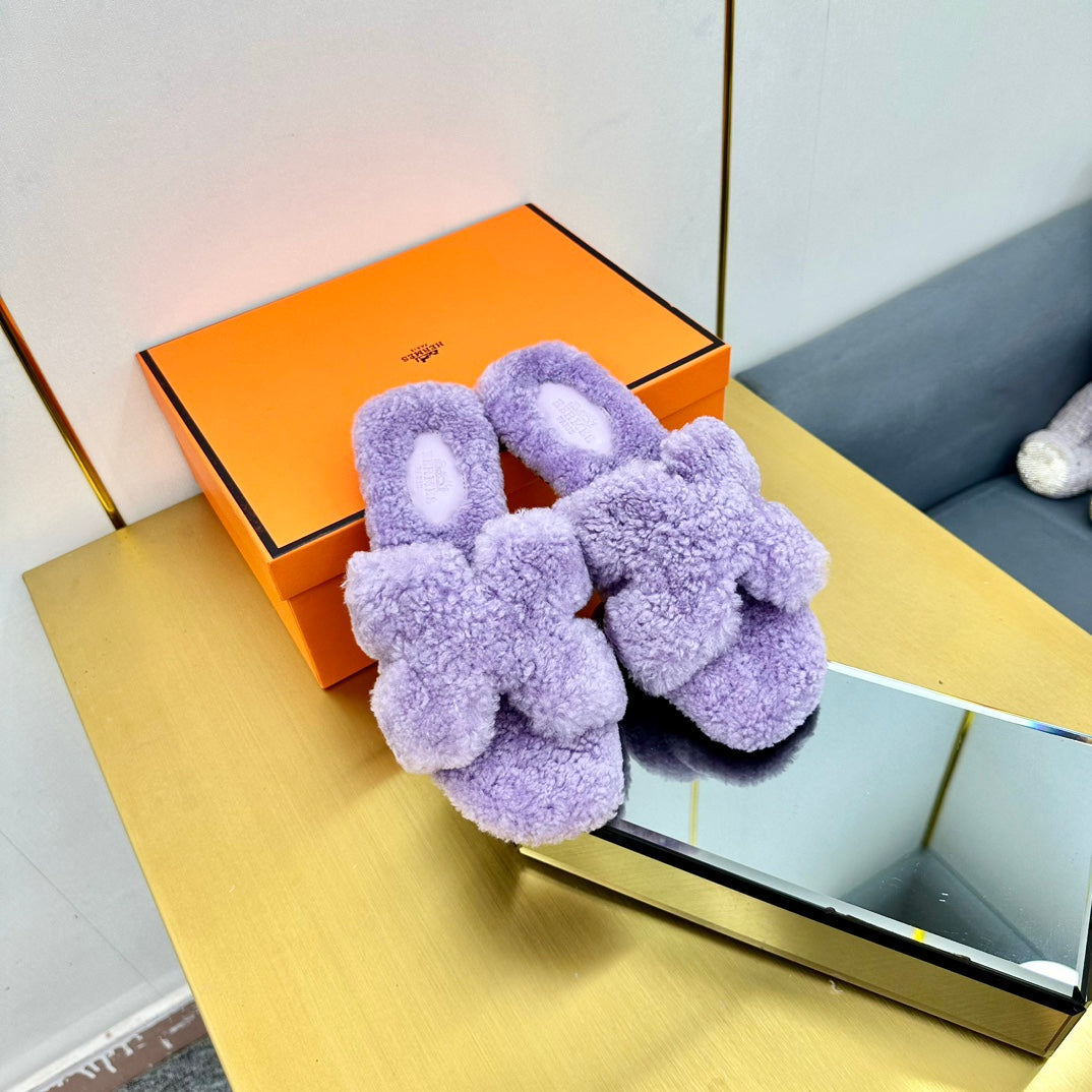 0RAN SHEARLING SANDALS PERIWINKLE PURPLE - 图片 2