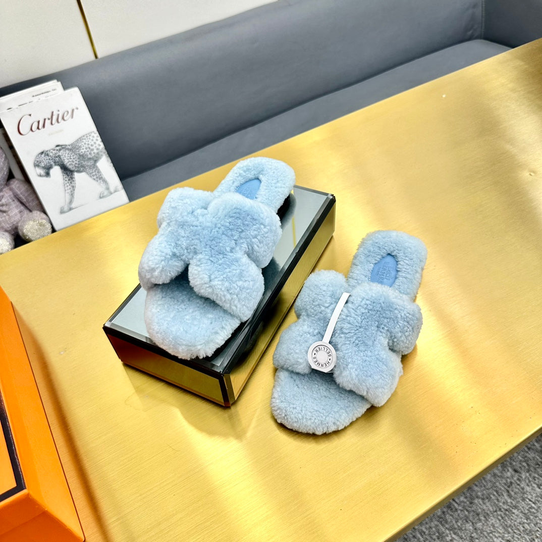 0RAN SHEARLING SANDALS POWDER BLUE - 图片 3