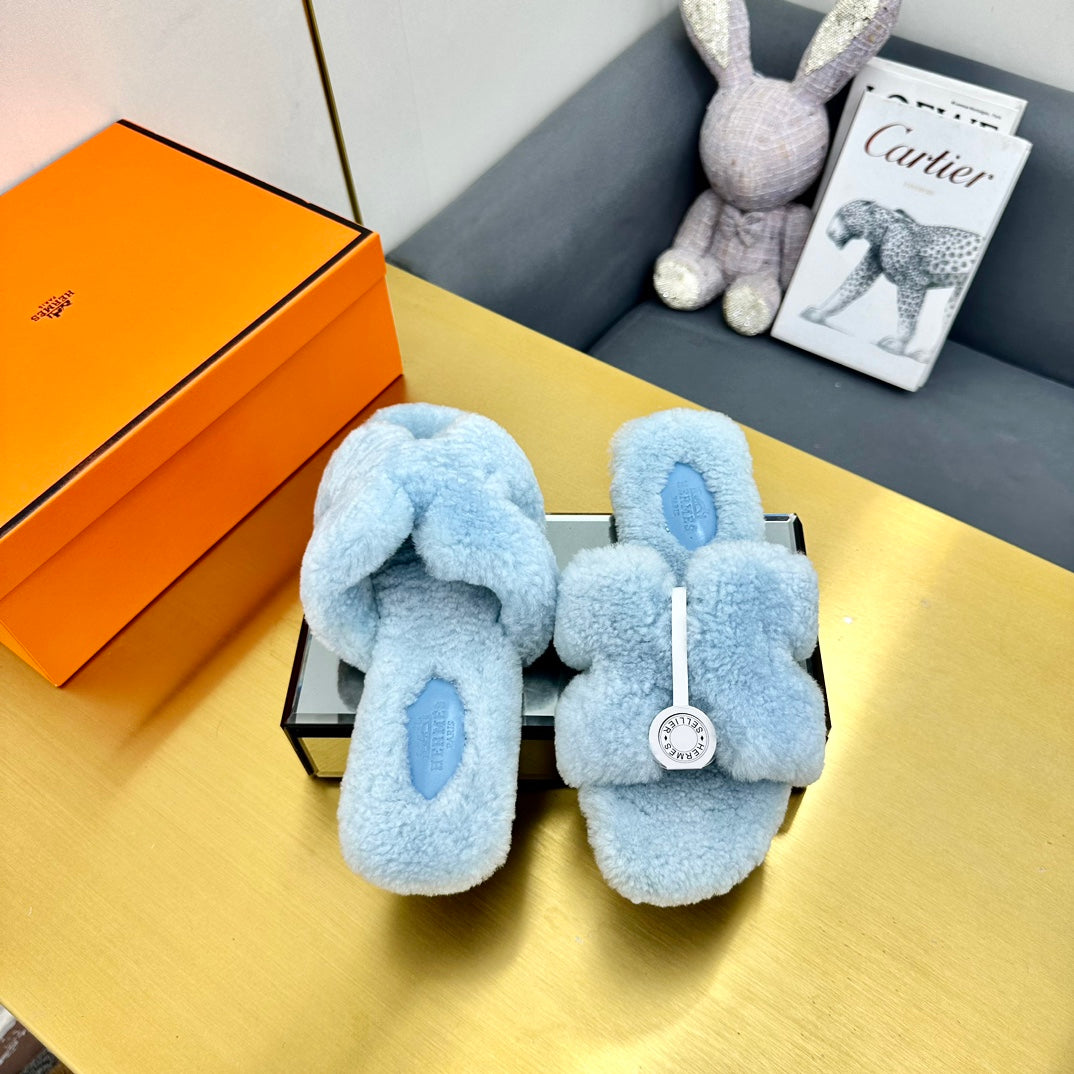 0RAN SHEARLING SANDALS POWDER BLUE - 图片 6