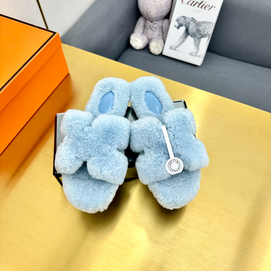 0RAN SHEARLING SANDALS POWDER BLUE - 图片 5