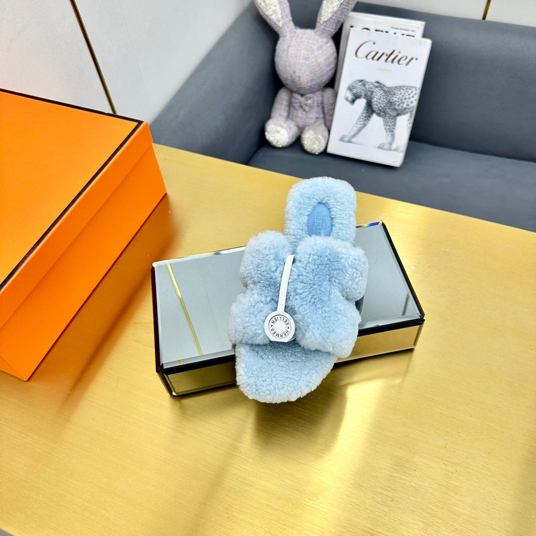 0RAN SHEARLING SANDALS POWDER BLUE - 图片 7