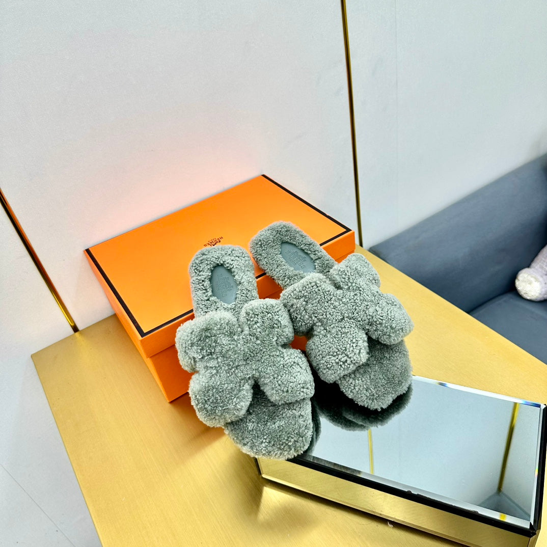 0RAN SHEARLING SANDALS RHINO GRAY - 图片 2