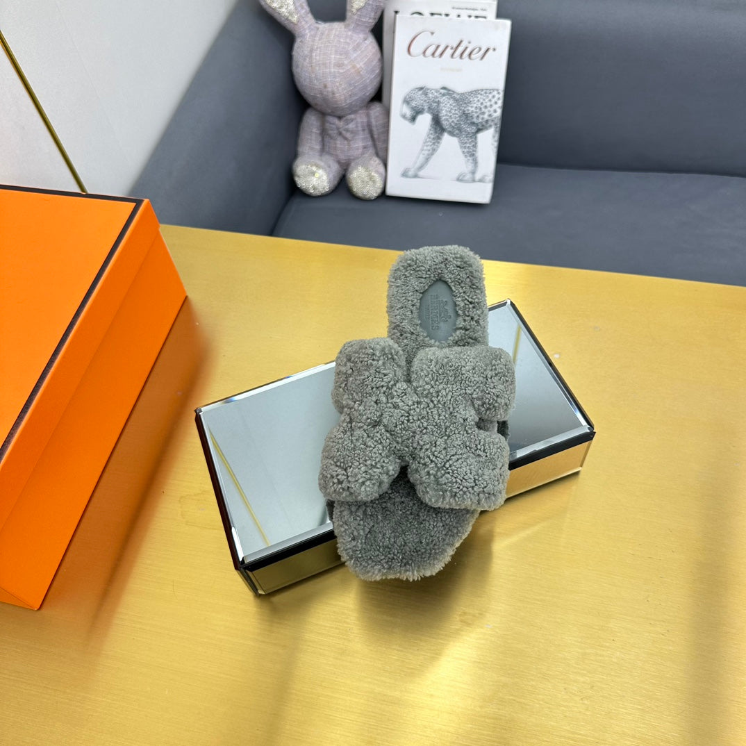 0RAN SHEARLING SANDALS RHINO GRAY - 图片 5