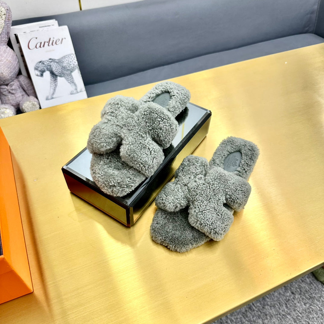 0RAN SHEARLING SANDALS RHINO GRAY - 图片 3