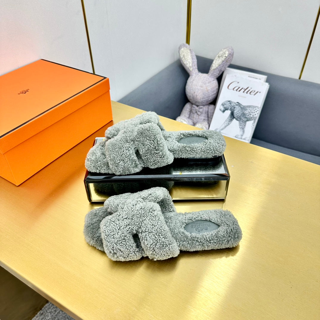 0RAN SHEARLING SANDALS RHINO GRAY - 图片 4