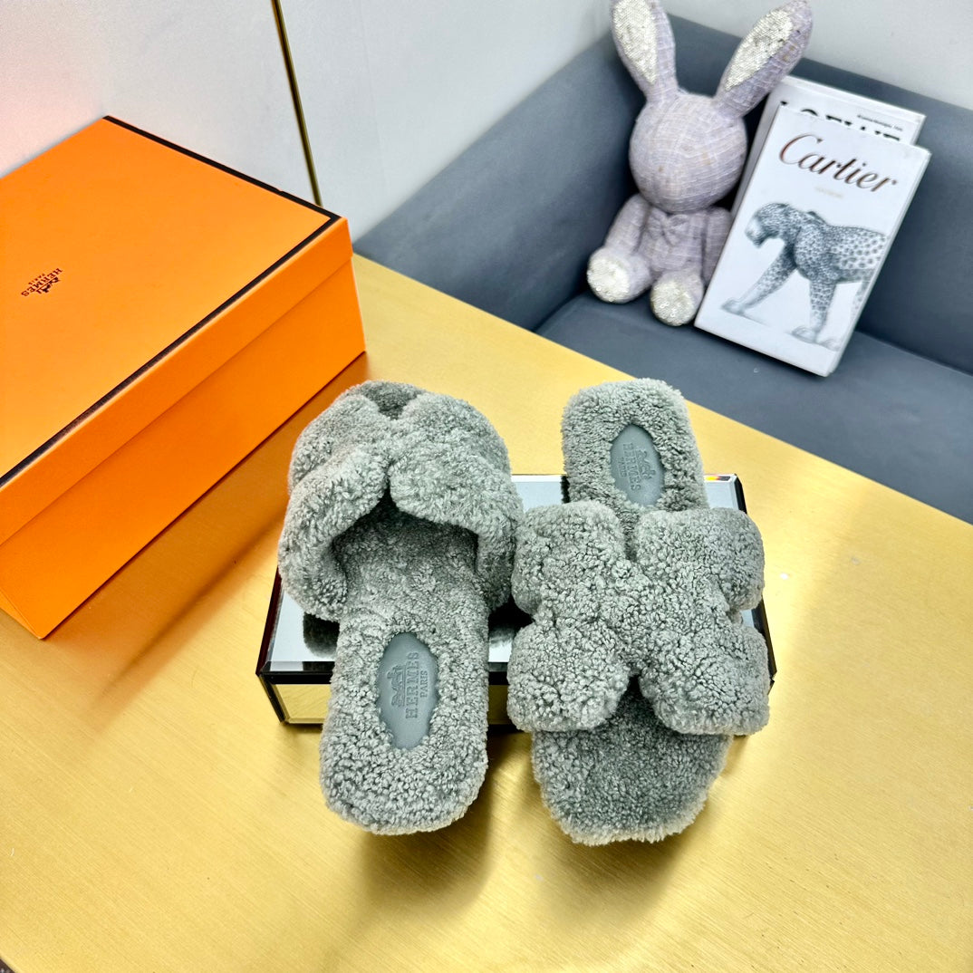 0RAN SHEARLING SANDALS RHINO GRAY - 图片 6