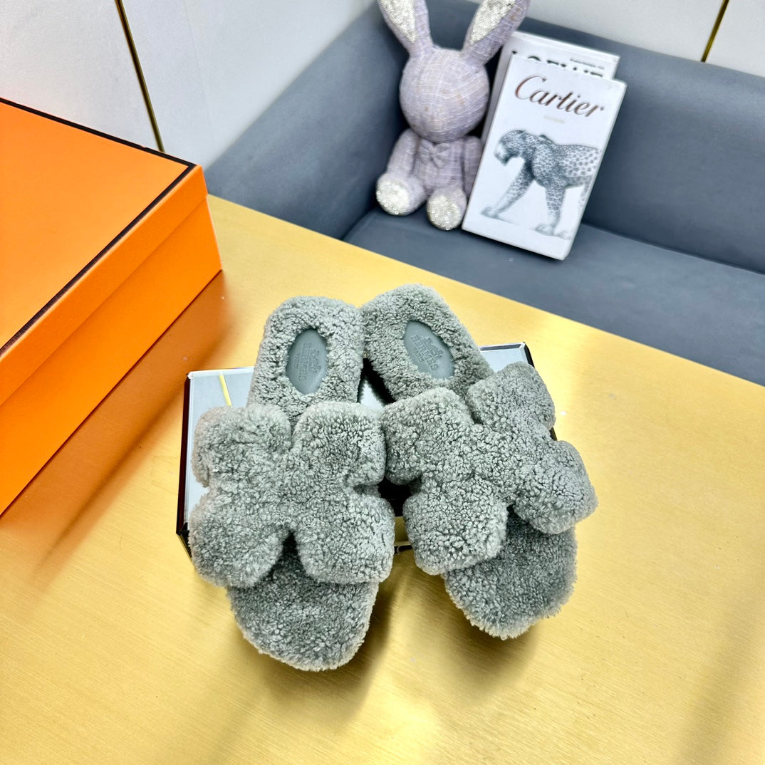 0RAN SHEARLING SANDALS RHINO GRAY - 图片 7