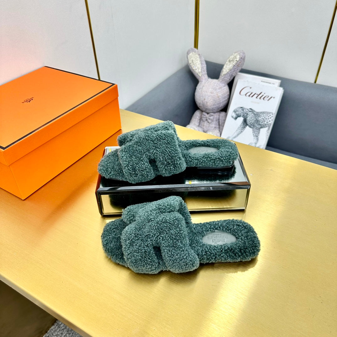 0RAN SHEARLING SANDALS FOREST GREEN - 图片 5