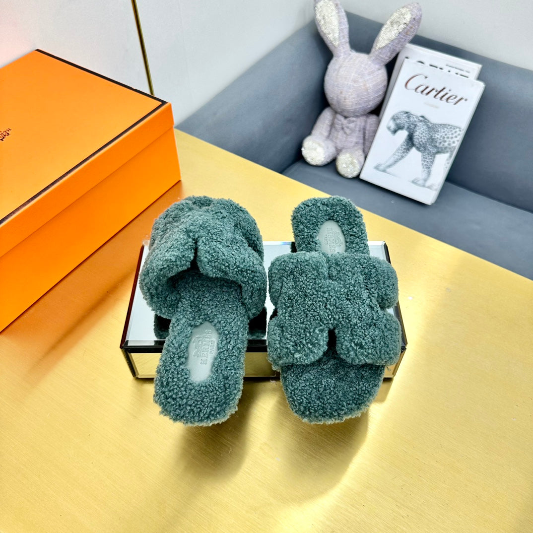 0RAN SHEARLING SANDALS FOREST GREEN - 图片 7