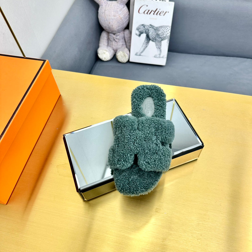 0RAN SHEARLING SANDALS FOREST GREEN - 图片 4