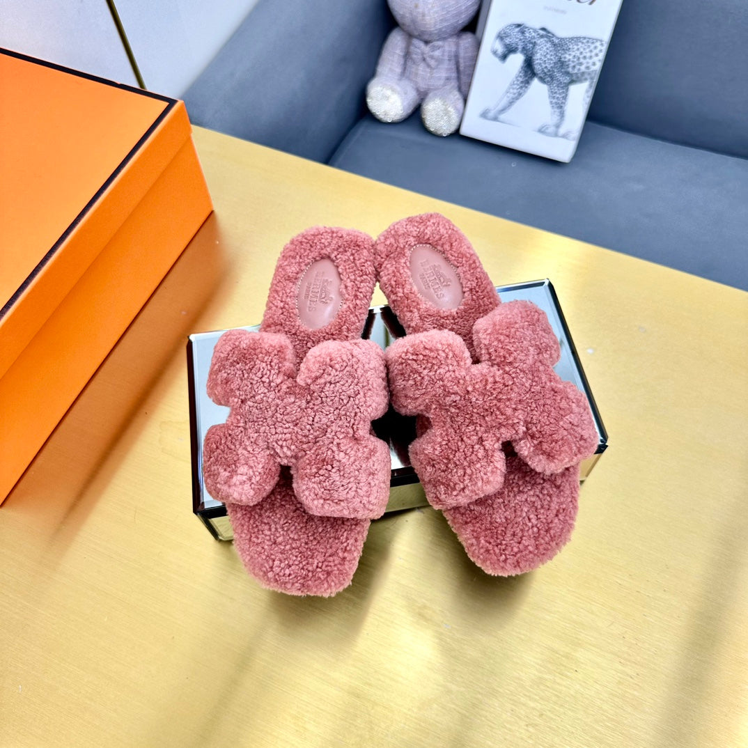 0RAN SHEARLING SANDALS PUNCH PINK - 图片 2