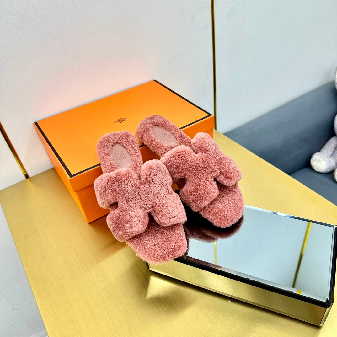 0RAN SHEARLING SANDALS PUNCH PINK - 图片 5