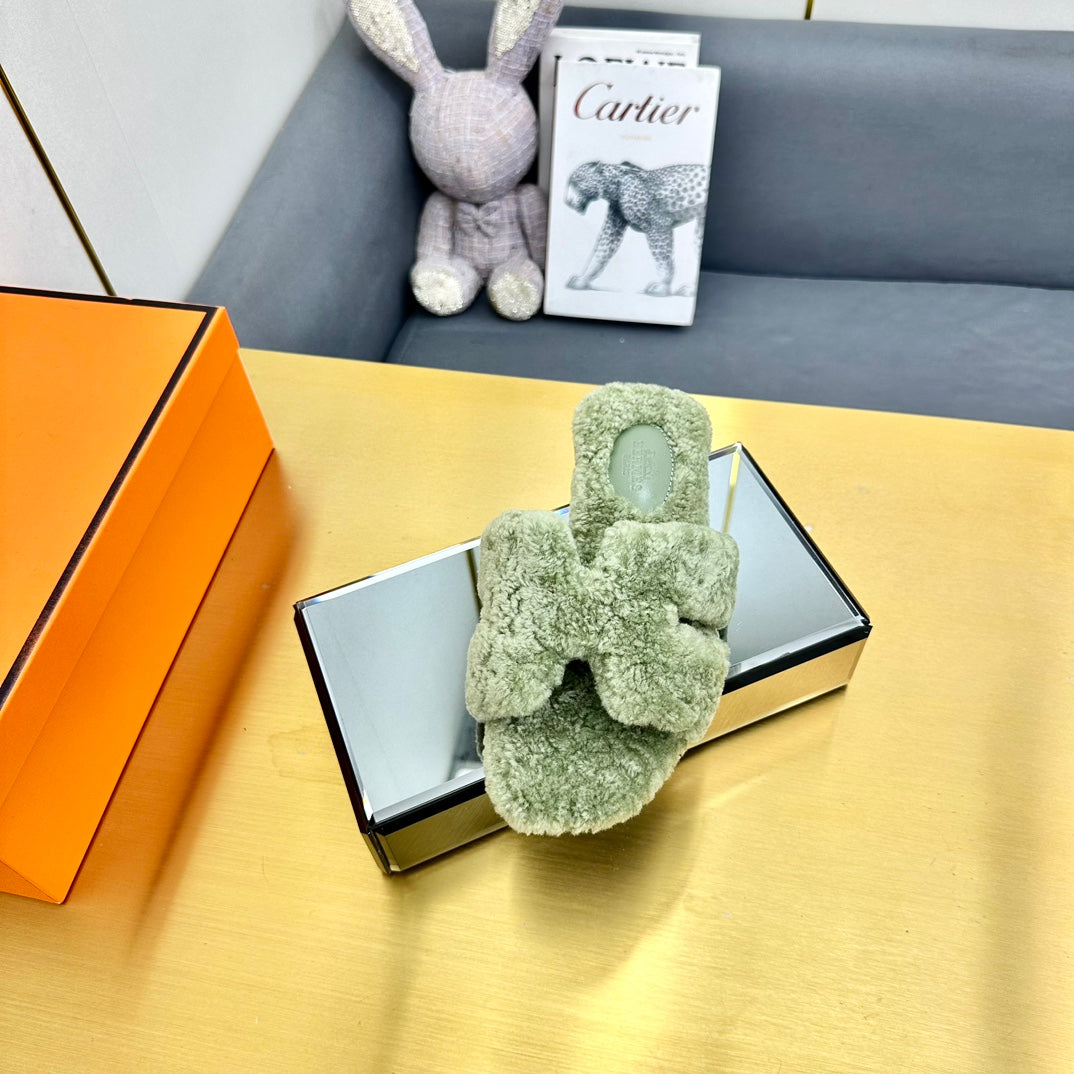 0RAN SHEARLING SANDALS JADE GREEN - 图片 7