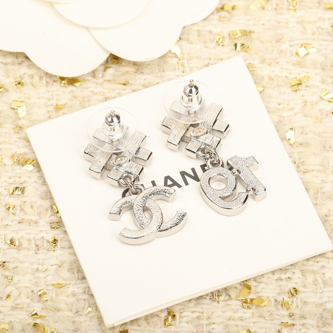 19 DOUBLE C SNOW SILVER EARRINGS - 图片 6
