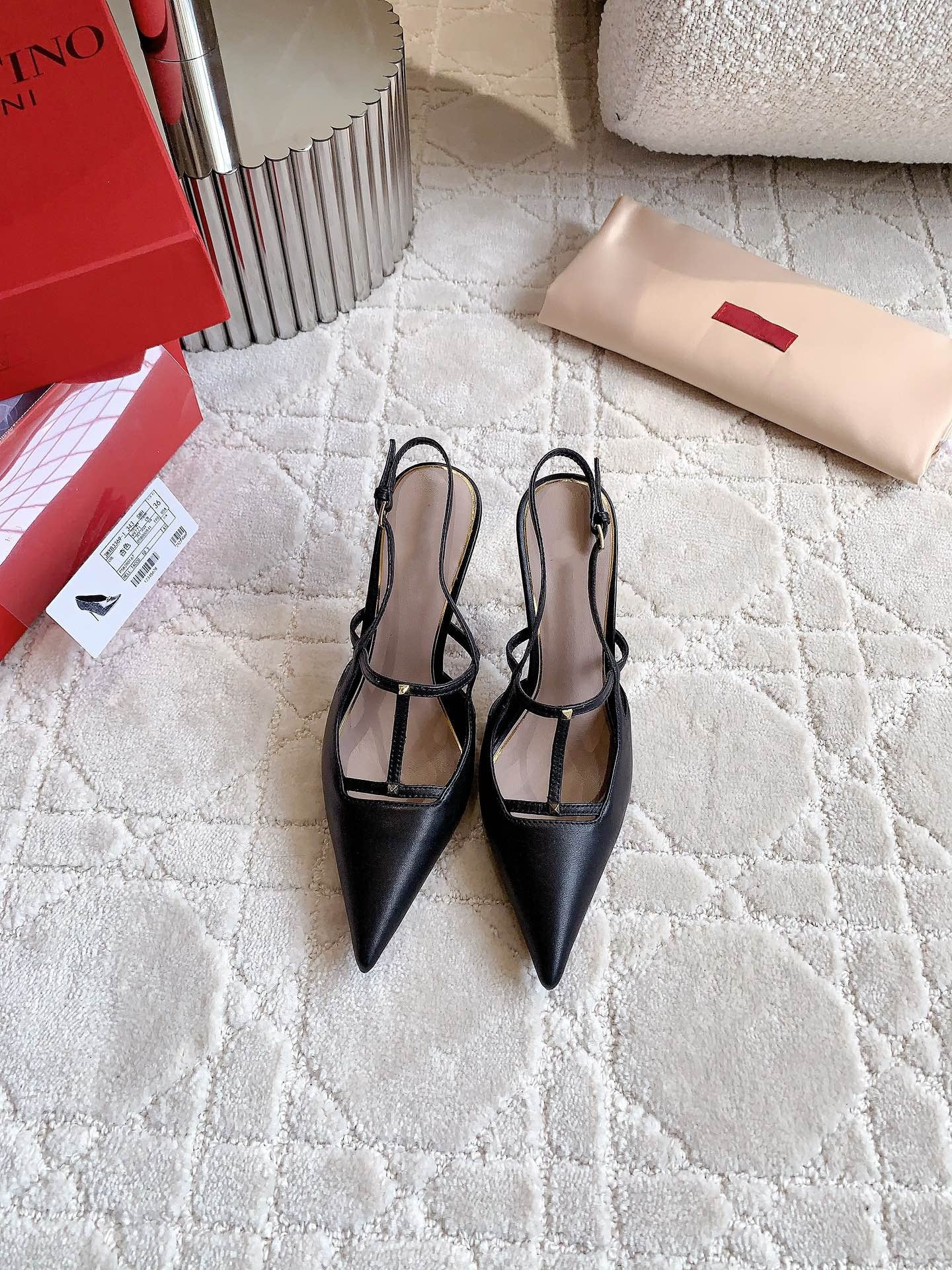 2 Rockstud Slingback 90mm Matte Black - 图片 4