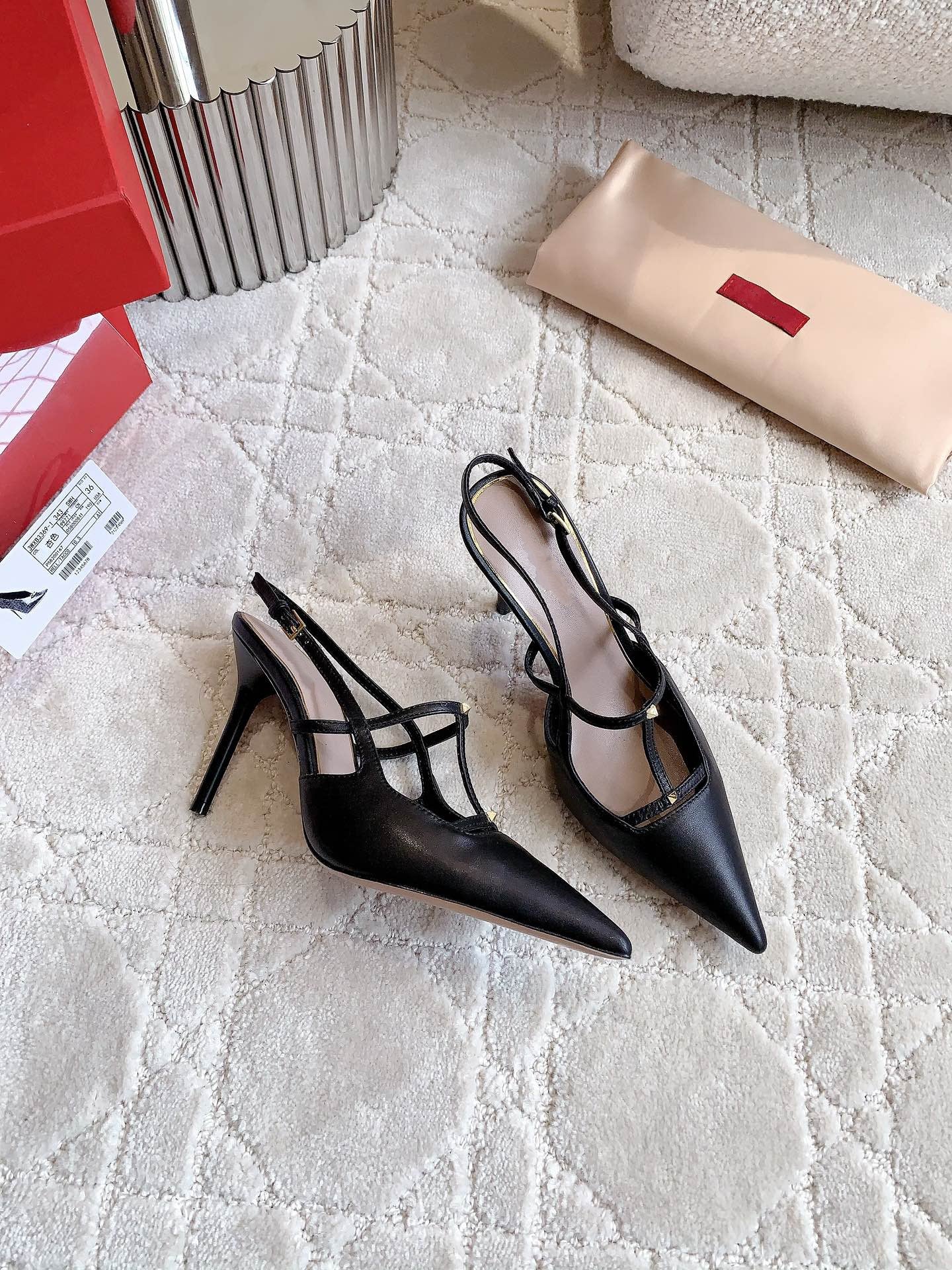 2 Rockstud Slingback 90mm Matte Black - 图片 2