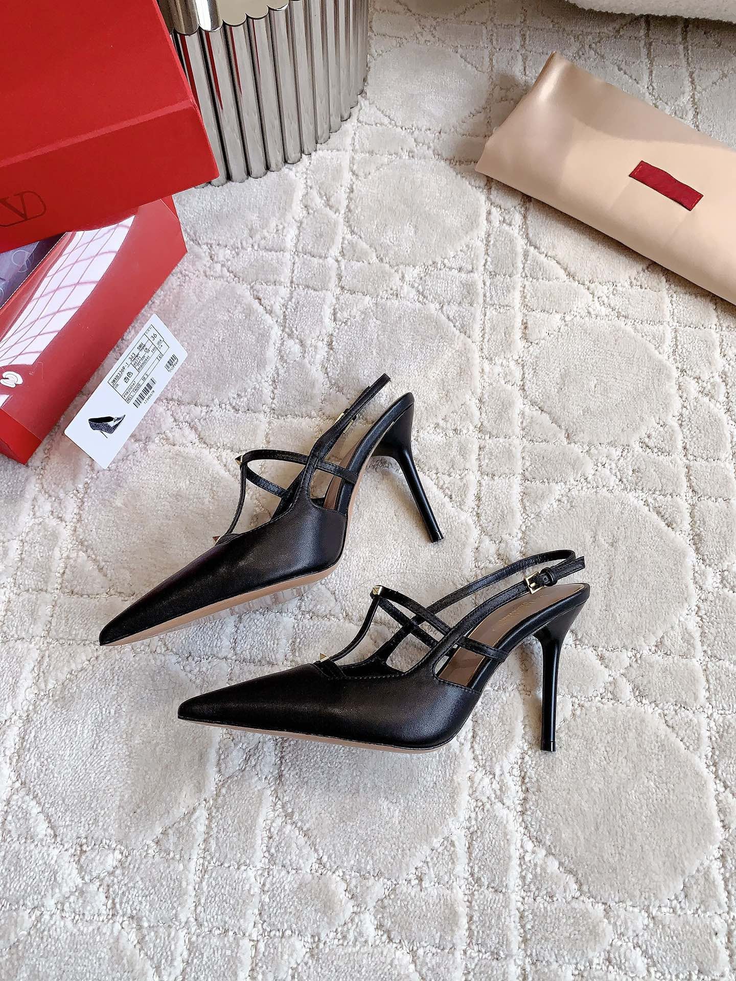 2 Rockstud Slingback 90mm Matte Black - 图片 5